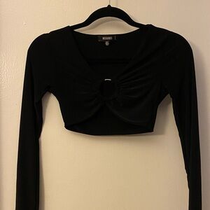 Missguided Black Ring Detail Crop Top